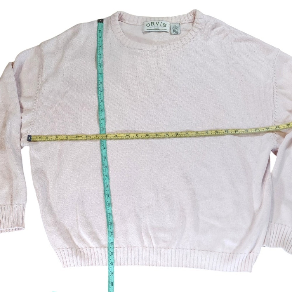 Orvis Womens XXL Cotton Sweater Light Pink Crew Neck Long Sleeve Pullover - Picture 5 of 5